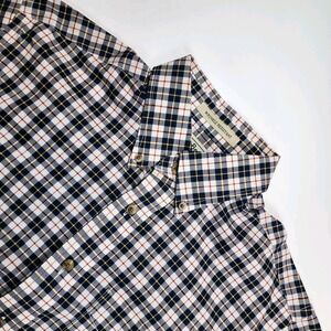 L.L. Bean Men's M Plaid Button Down Shirt Wrinkle Resistant 100% Cotton